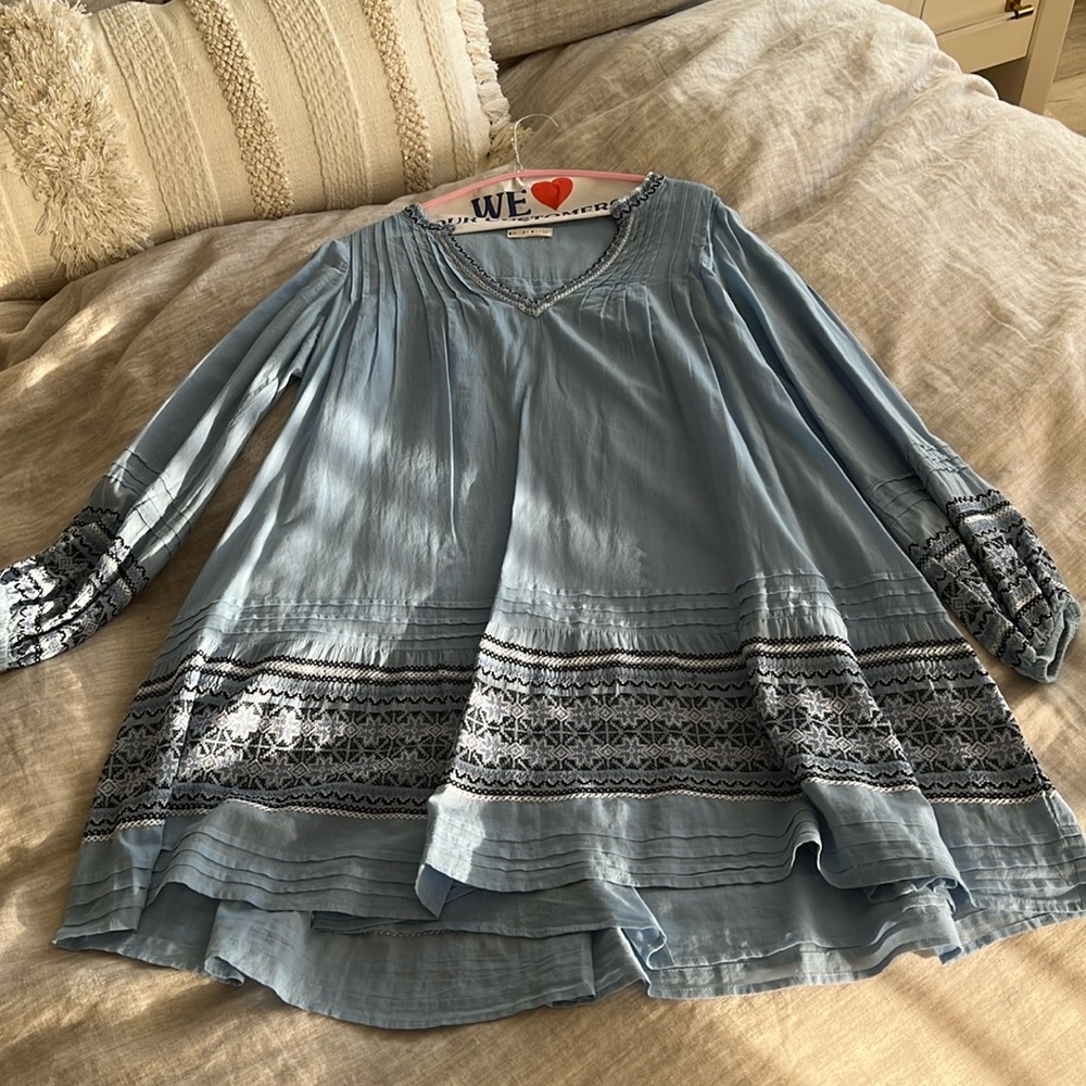 Roller Rabbit blue embroidered dress